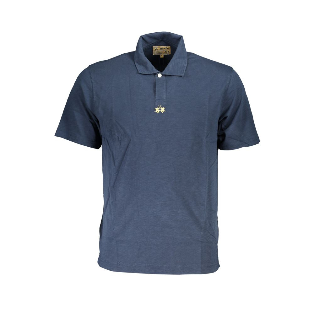 La Martina Blue Cotton Men Polo Shirt - Luxe Nova