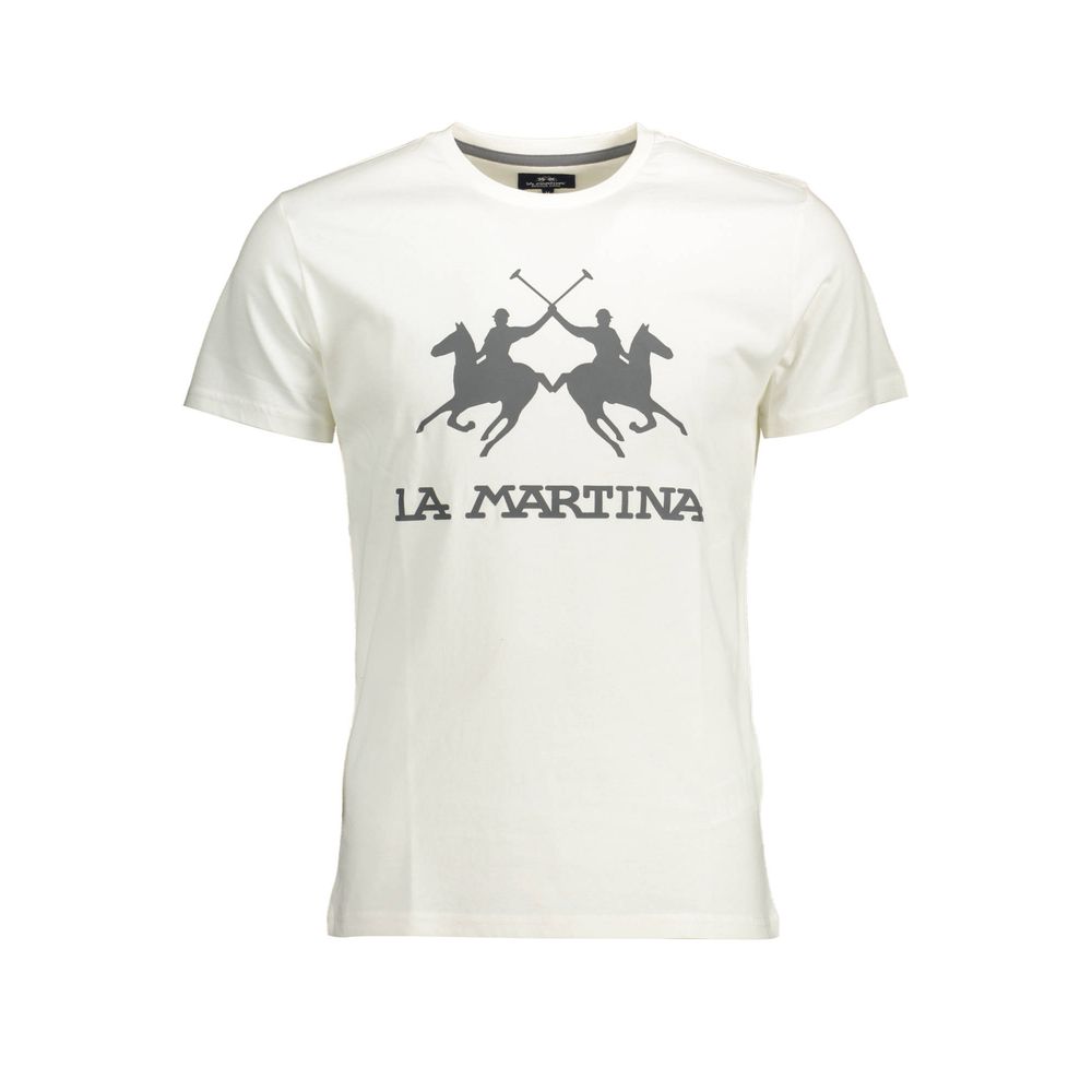 La Martina Bianco Cotton Men T-Shirt - Luxe Nova
