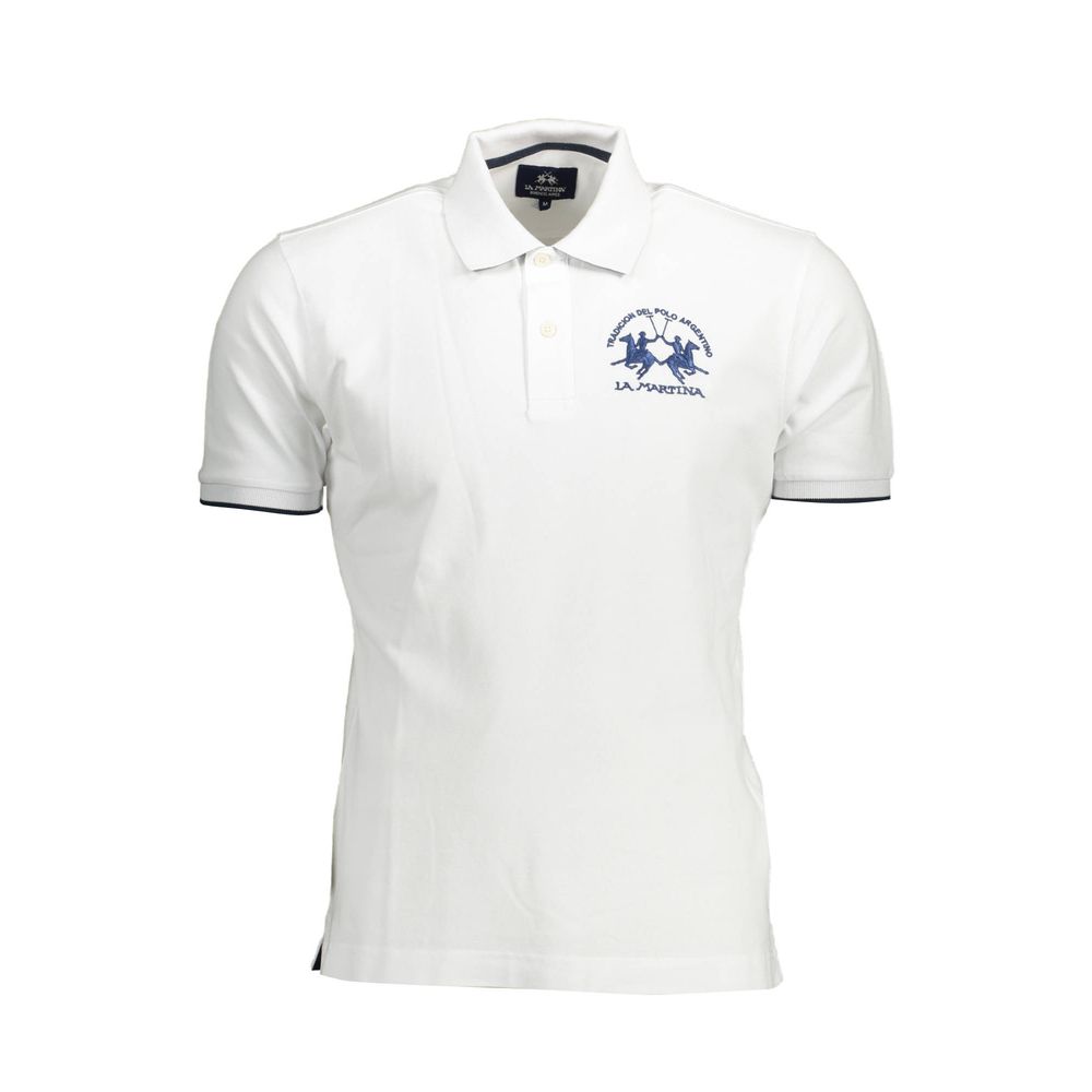 La Martina White Cotton Men Polo Shirt - Luxe Nova