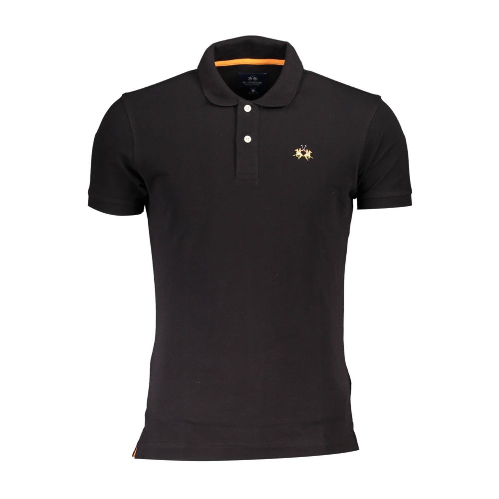 La Martina Black Cotton Men's Polo Shirt - Luxe Nova