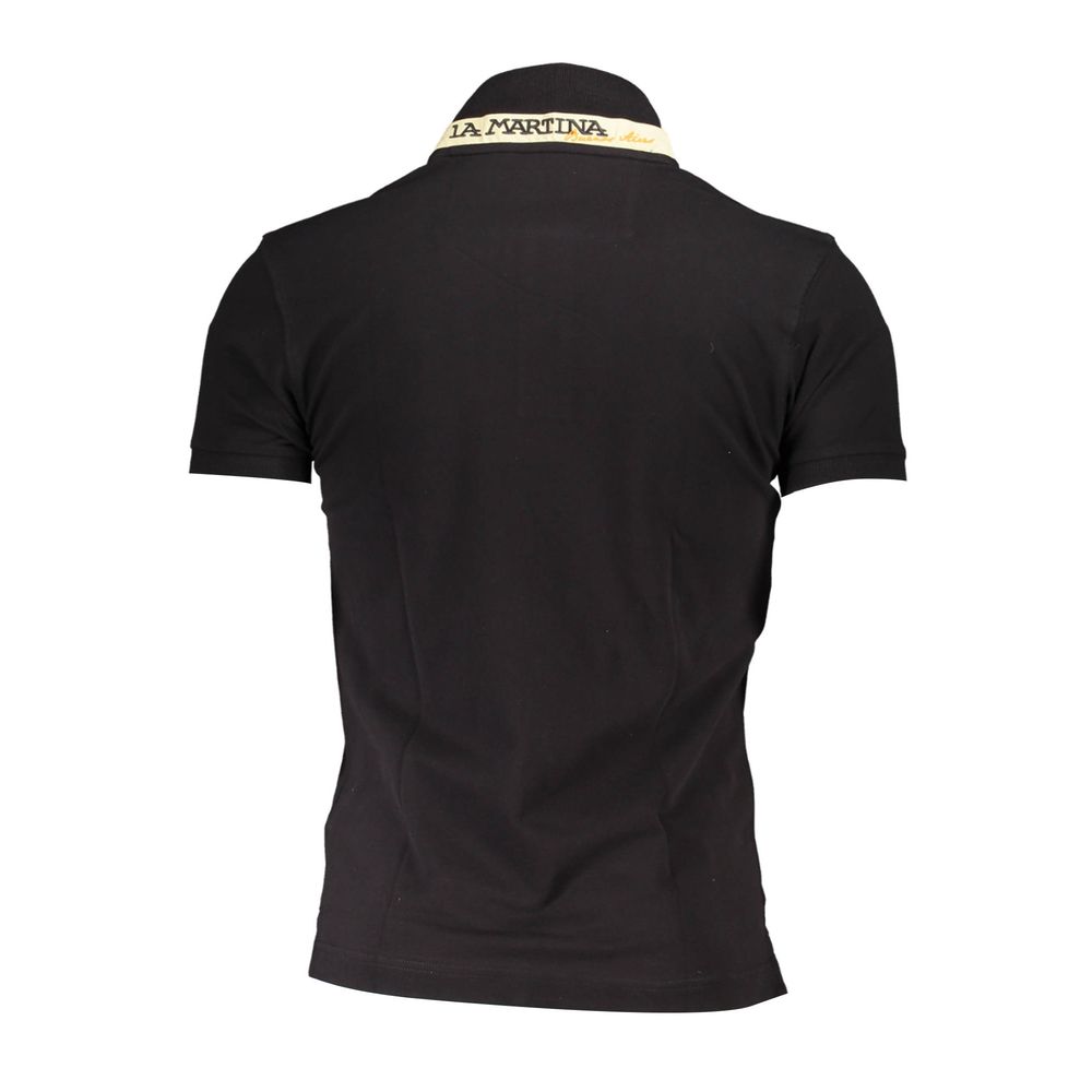 La Martina Black Cotton Men's Polo Shirt - Luxe Nova