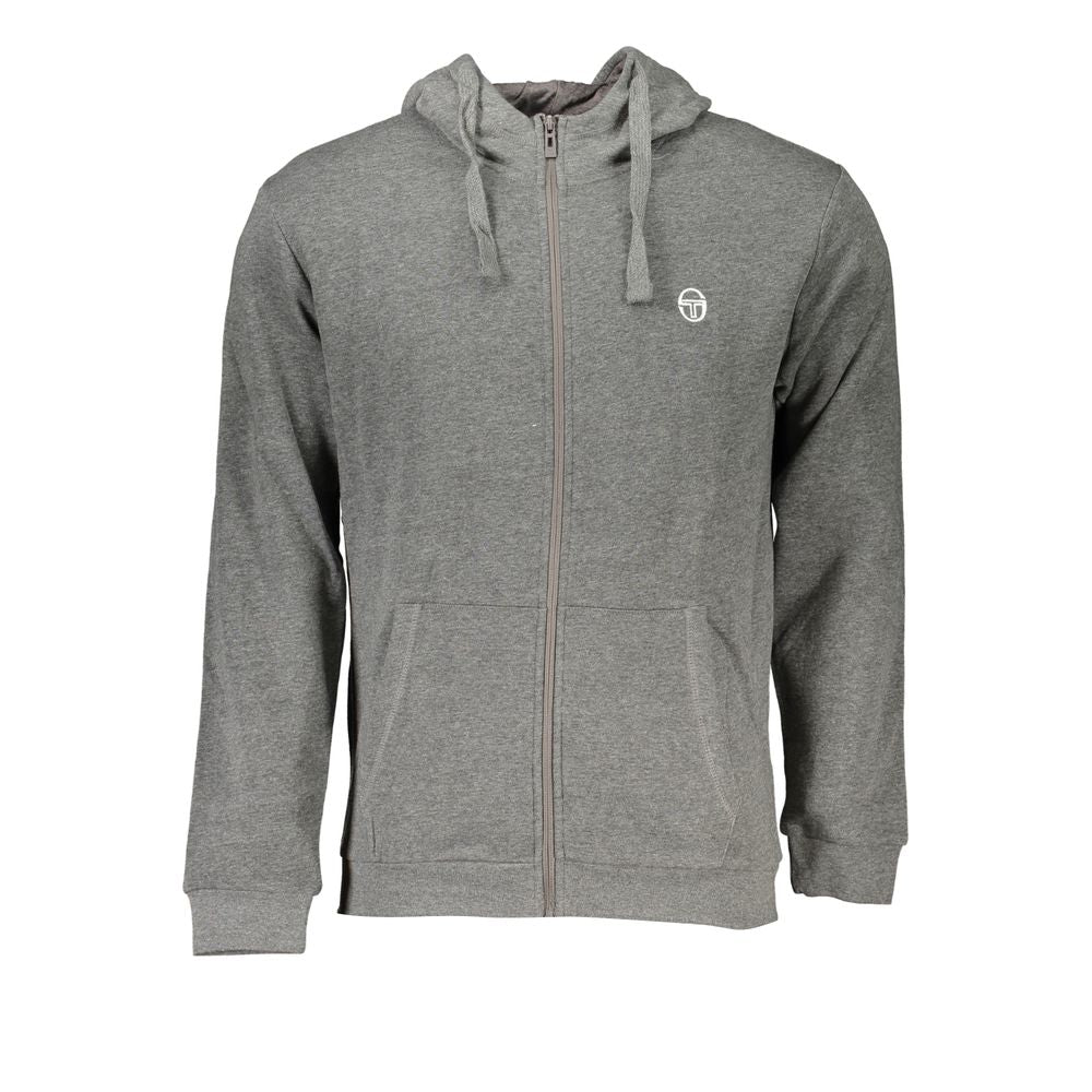 Sergio Tacchini Grigio Cotton Men's Hooded Sweatshirt - Luxe Nova
