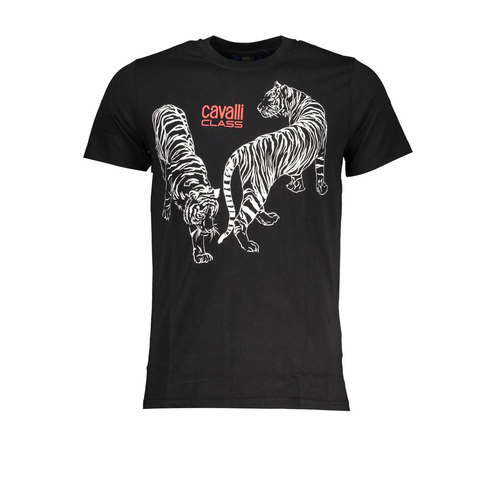 Cavalli Class Black Cotton Men T-Shirt - Luxe Nova