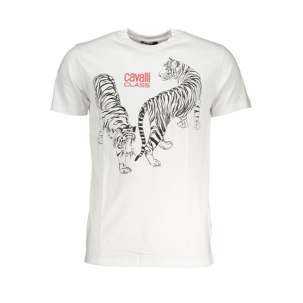 Cavalli Class Bianco Cotton Men T-Shirt - Luxe Nova