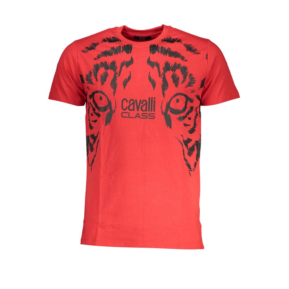 Cavalli Class Rosso Cotton Men T-Shirt - Luxe Nova