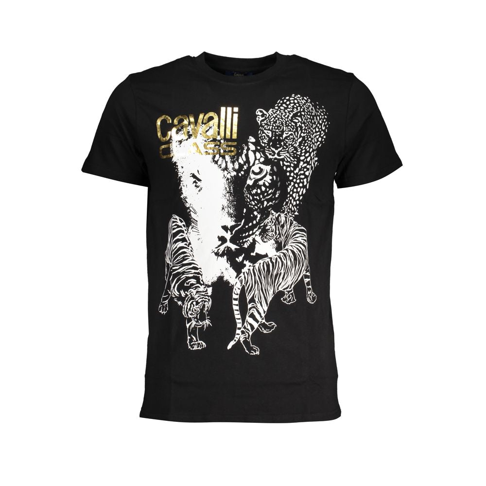 Cavalli Class Nero Cotton Men T-Shirt - Luxe Nova