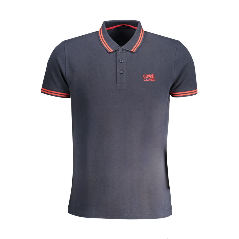 Cavalli Class Blue Cotton Men Polo Shirt - Luxe Nova