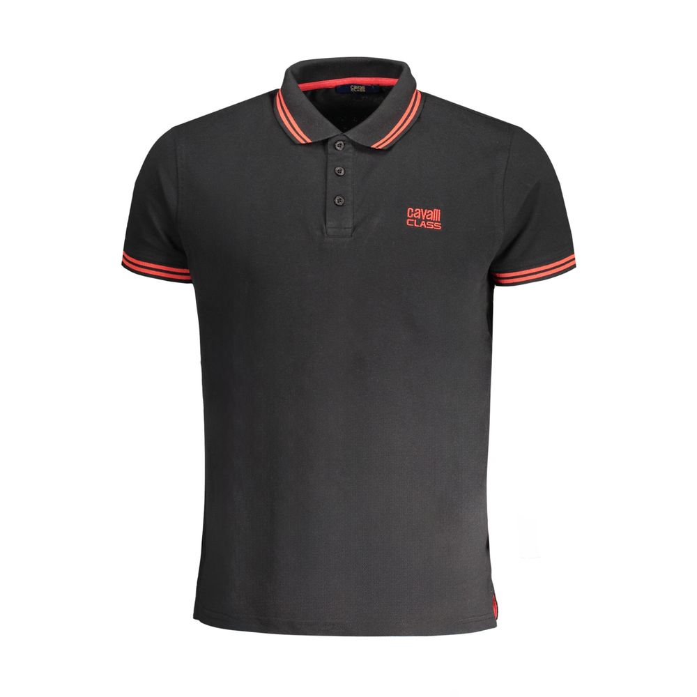 Cavalli Class Black Cotton Men Polo Shirt - Luxe Nova