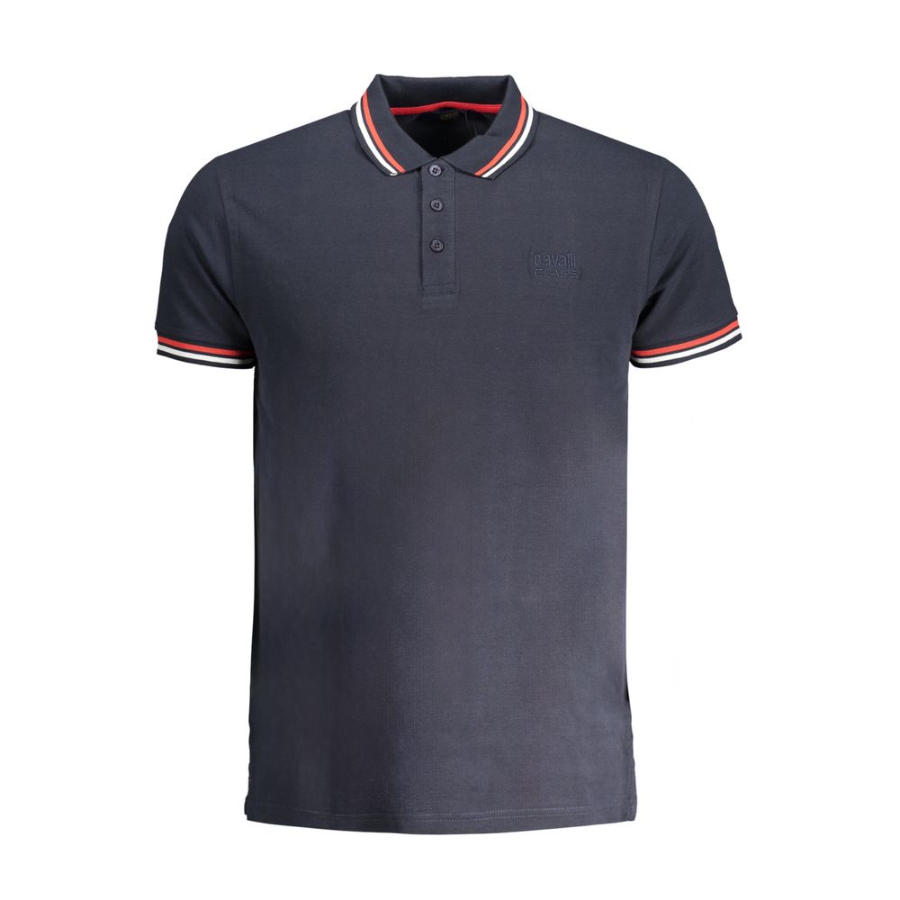 Cavalli Class Navy Cotton Men Polo Shirt - Luxe Nova