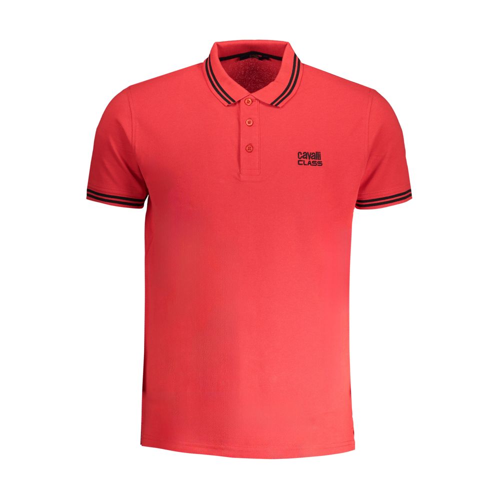 Cavalli Class Red Cotton Mens Polo Shirt - Luxe Nova