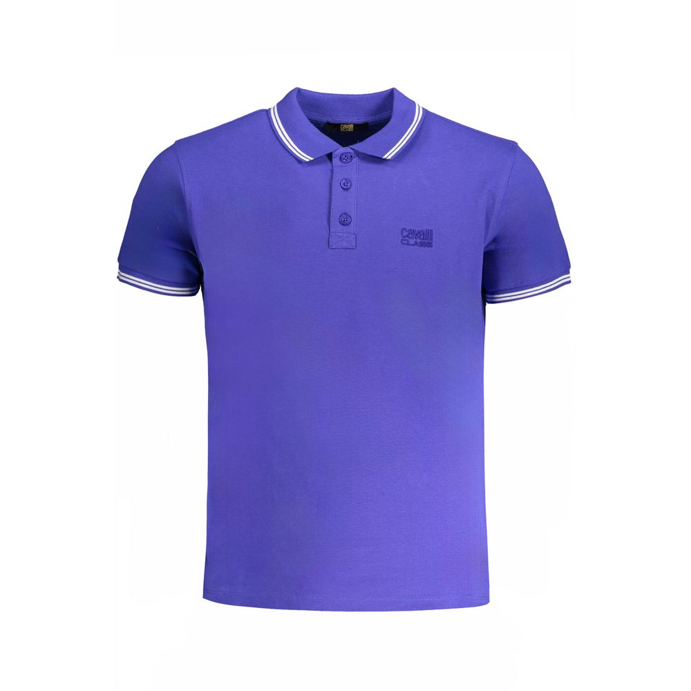 Cavalli Class Blue Cotton Men's Polo Shirt - Luxe Nova