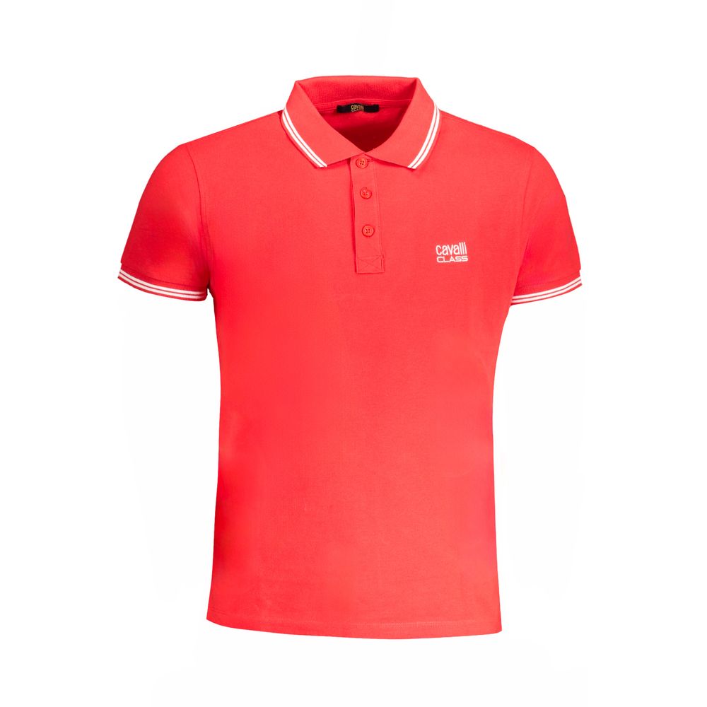 Cavalli Class Red Cotton Men Polo Shirt - Luxe Nova