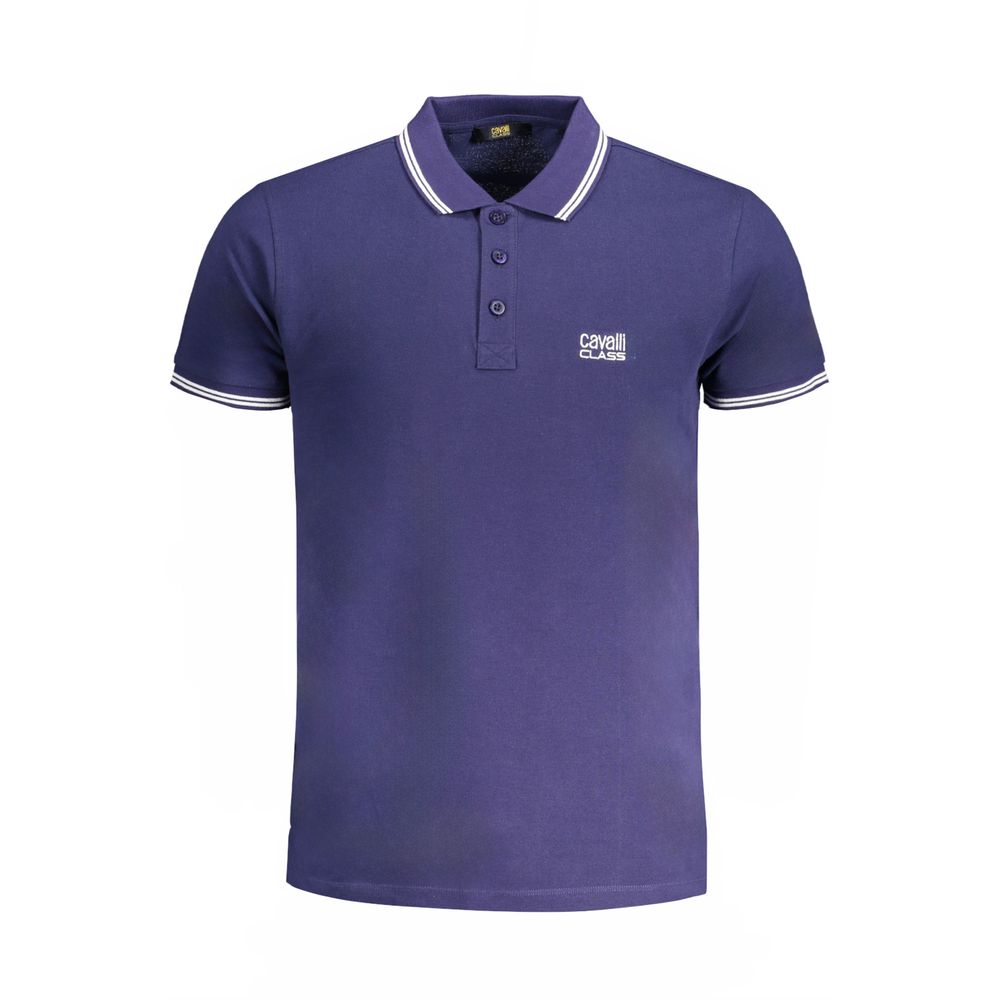 Cavalli Class Blue Cotton Men Polo Shirt - Luxe Nova
