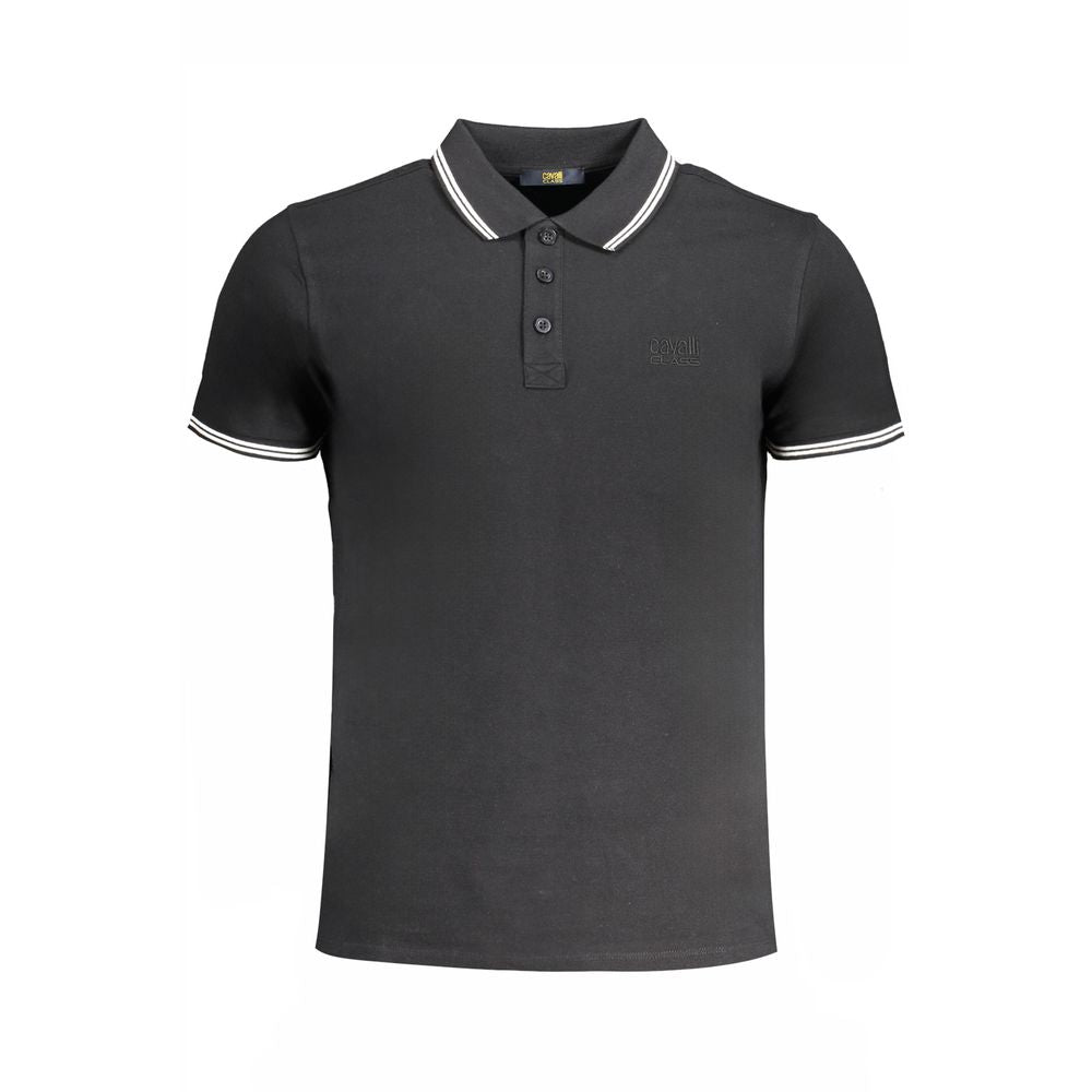 Cavalli Class Nero Cotton Men Polo - Luxe Nova