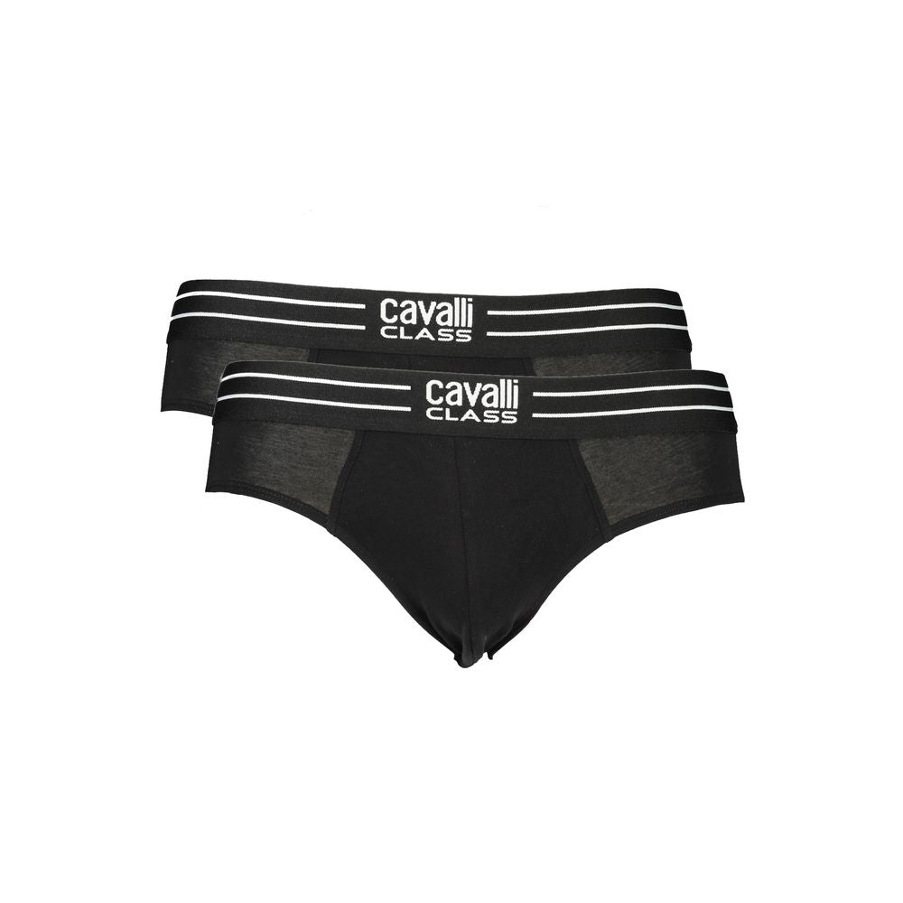Cavalli Class Nero Cotton Men's Underwear Slip - Luxe Nova