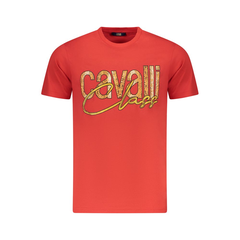 Cavalli Class Rosso Cotton Men T-Shirt - Luxe Nova