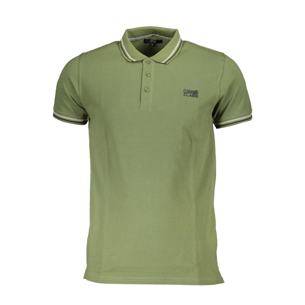 Cavalli Class Green Cotton Men Polo Shirt - Luxe Nova
