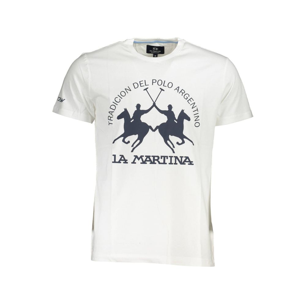 La Martina White Cotton Men T-Shirt - Luxe Nova
