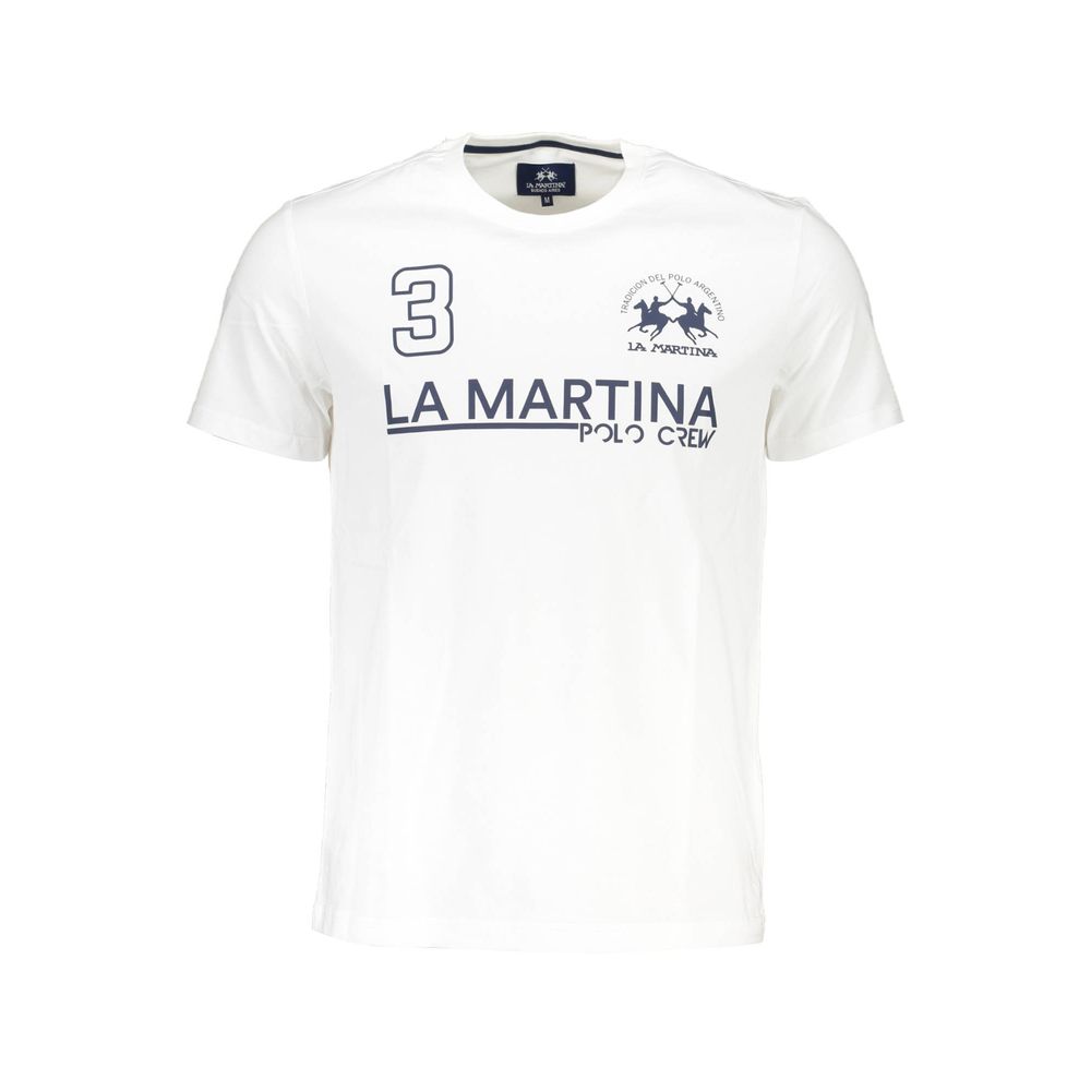 La Martina White Cotton Men's T-Shirt - Luxe Nova