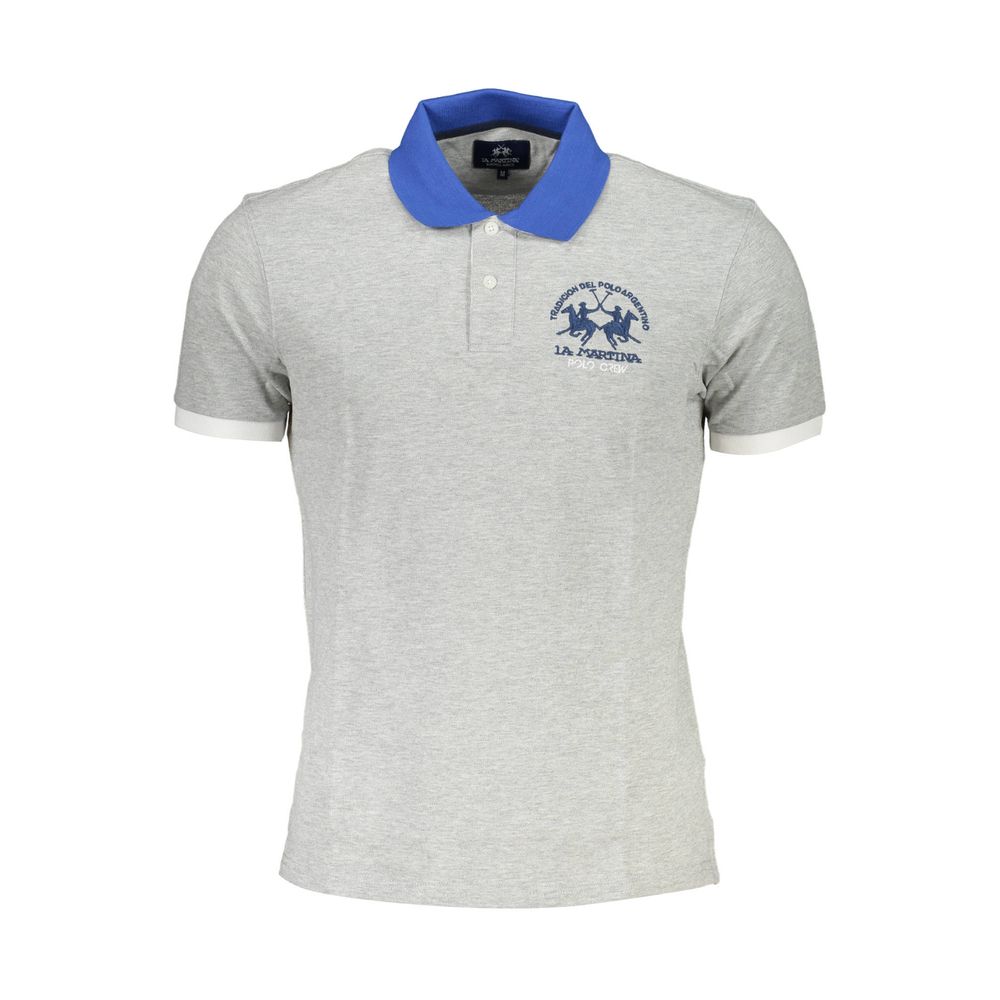 La Martina Grigio Cotton Men Polo - Luxe Nova