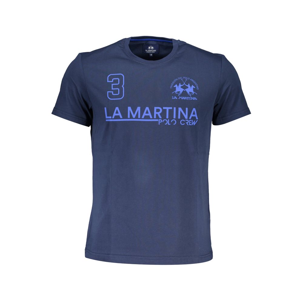 La Martina Blue Cotton Men T-Shirt - Luxe Nova