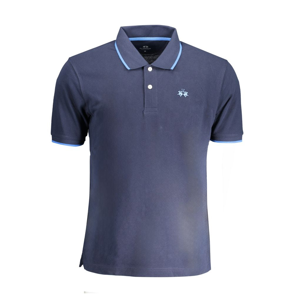 La Martina Blue Cotton Men Polo Shirt - Luxe Nova
