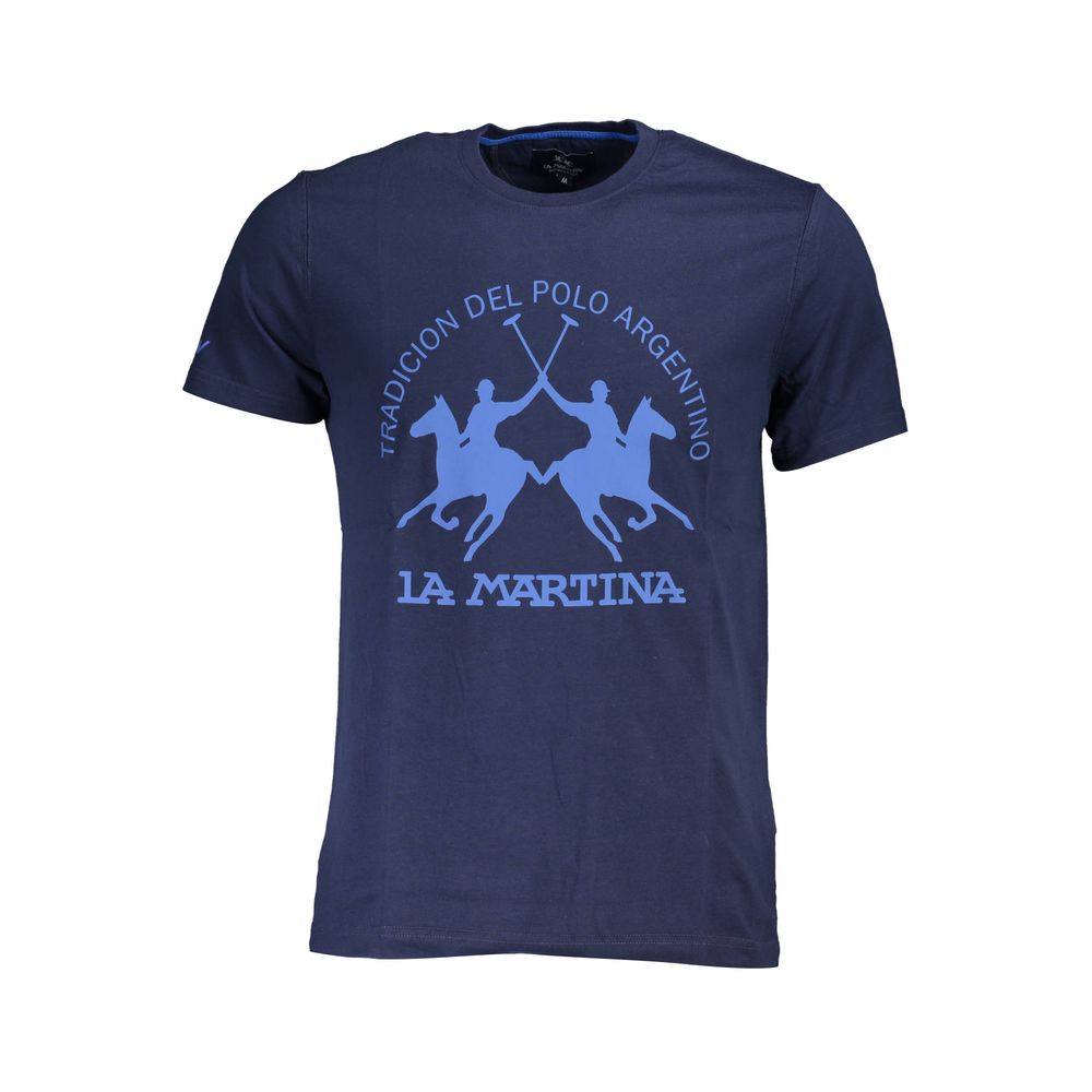 La Martina Blue Cotton Men T-Shirt - Luxe Nova