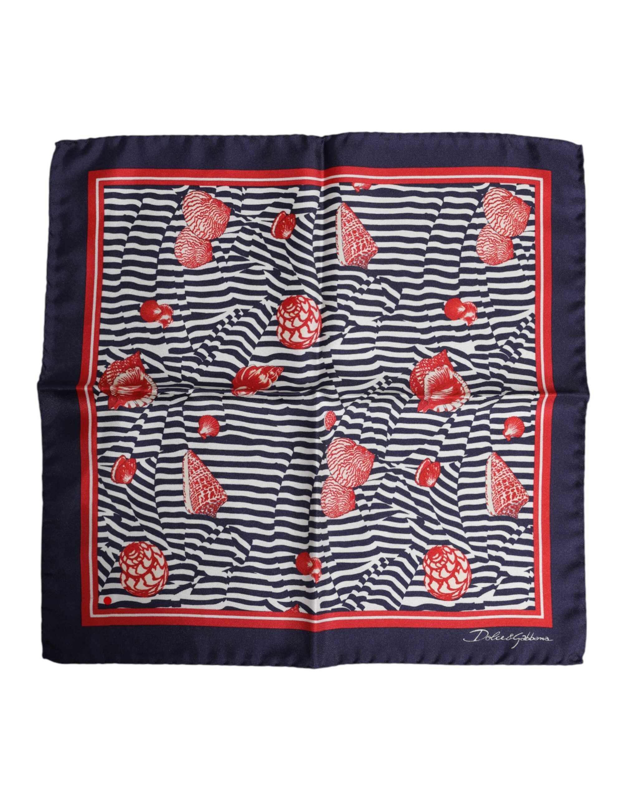 Dolce & Gabbana Multicolor Seashells Square Men Foulard Scarf