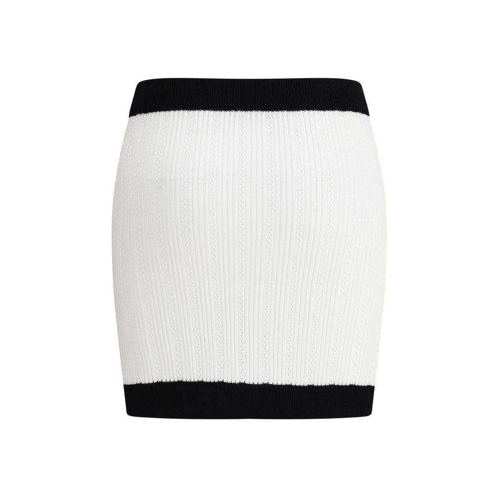 Balmain White Viscose Mini Skirt