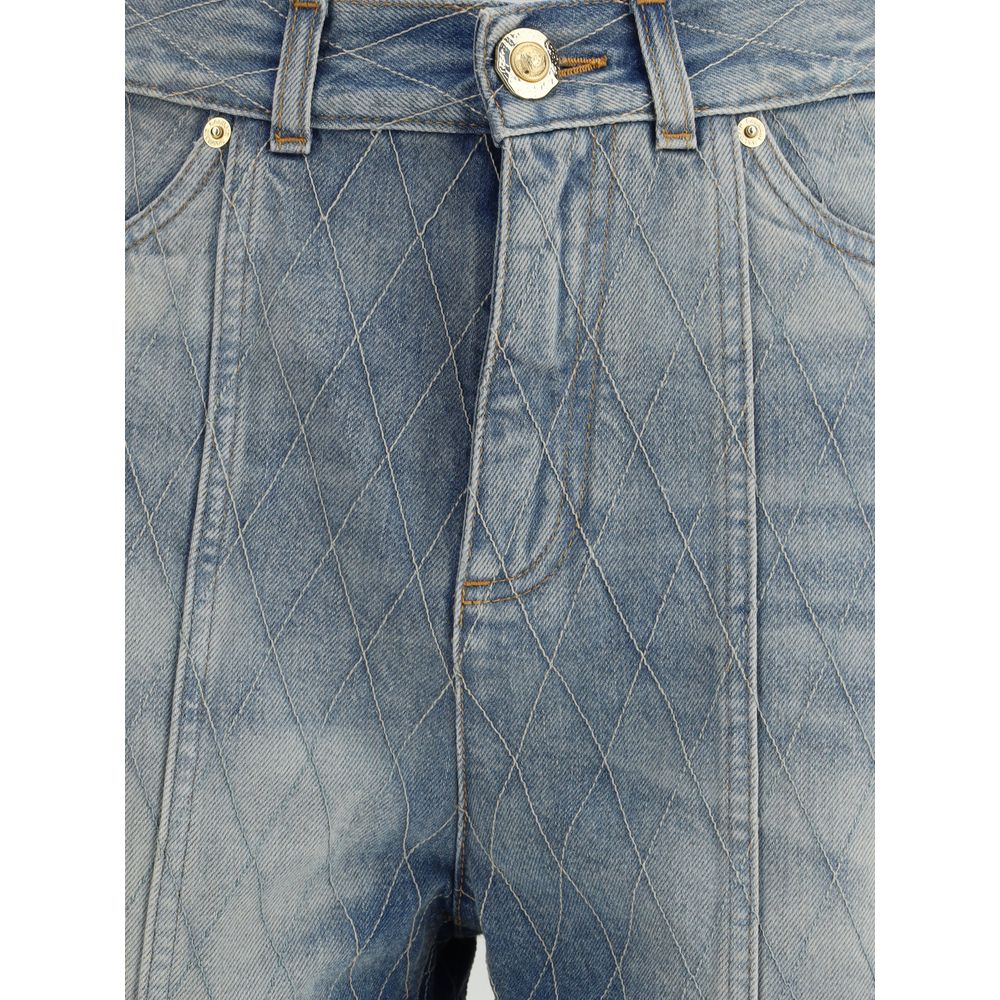 Balmain Blue Cotton Bermuda Shorts