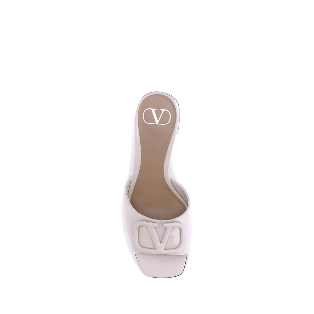 Valentino Garavani Beige Calf Leather Bos Taurus Flat Sandals - Luxe Nova