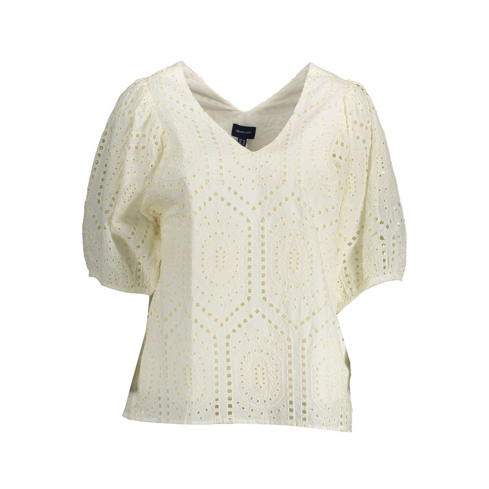 Gant White Cotton Women T-Shirt