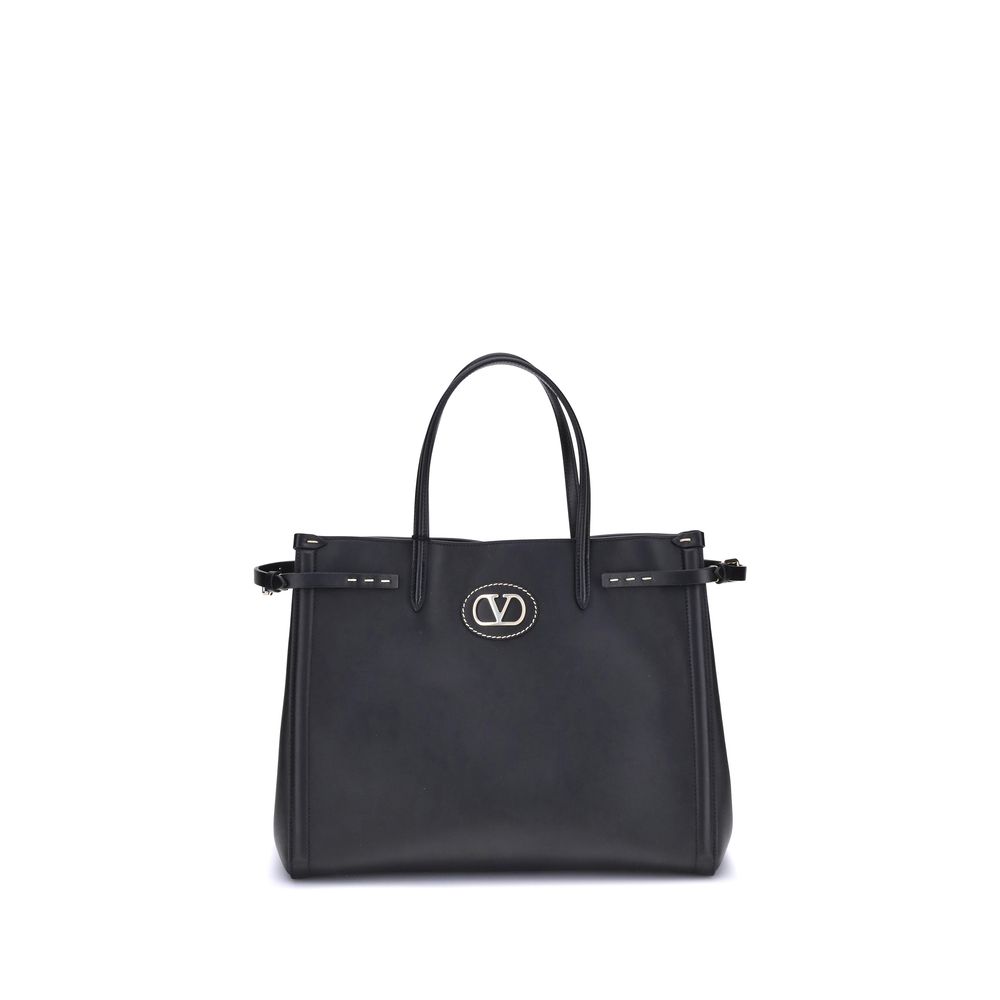 Valentino Garavani Black Calf Leather Bos Taurus Shoulder Bag - Luxe Nova