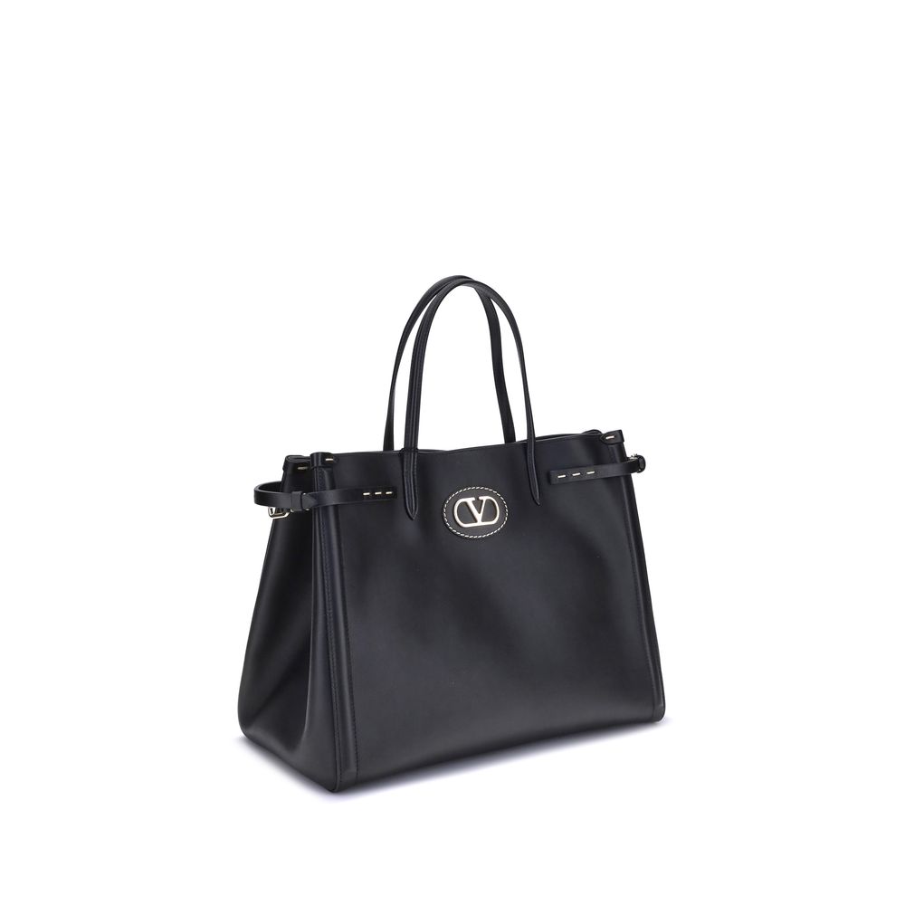 Valentino Garavani Black Calf Leather Bos Taurus Shoulder Bag - Luxe Nova