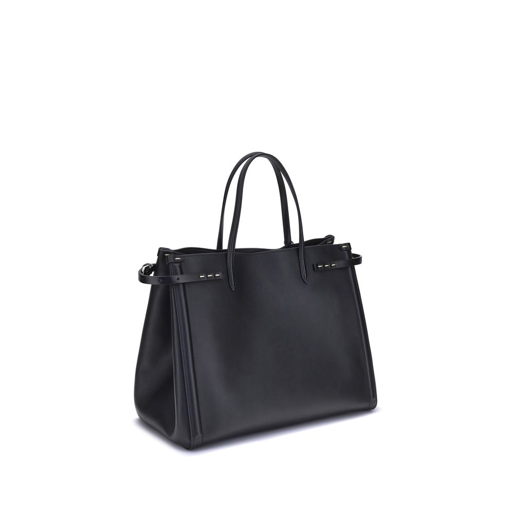 Valentino Garavani Black Calf Leather Bos Taurus Shoulder Bag - Luxe Nova