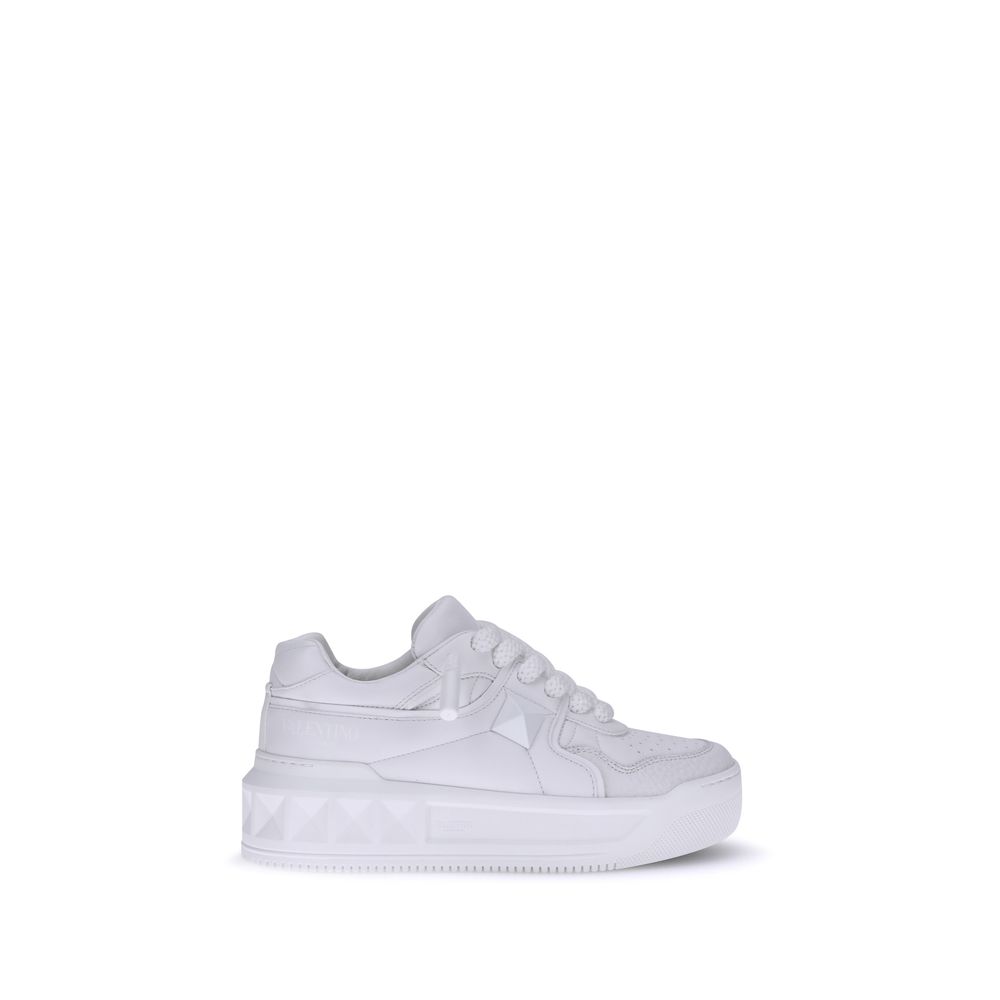 Valentino Garavani White Calf Leather Bos Taurus Chunky Sneakers - Luxe Nova