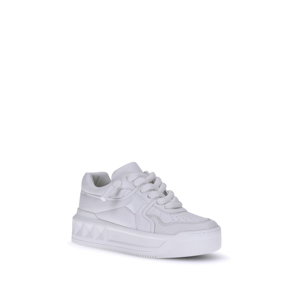 Valentino Garavani White Calf Leather Bos Taurus Chunky Sneakers - Luxe Nova