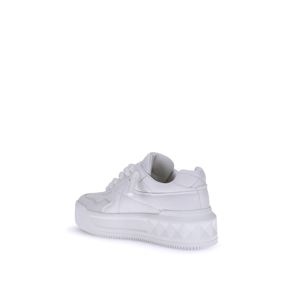 Valentino Garavani White Calf Leather Bos Taurus Chunky Sneakers - Luxe Nova