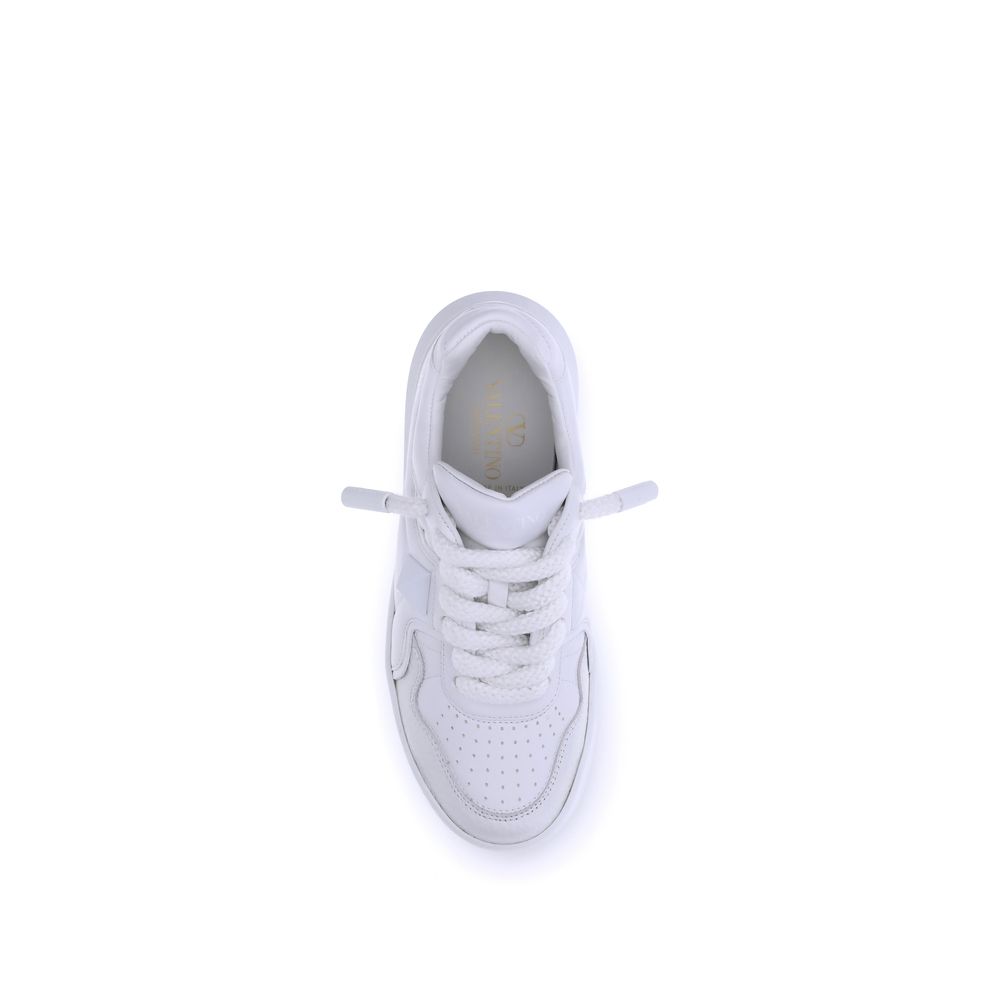 Valentino Garavani White Calf Leather Bos Taurus Chunky Sneakers - Luxe Nova