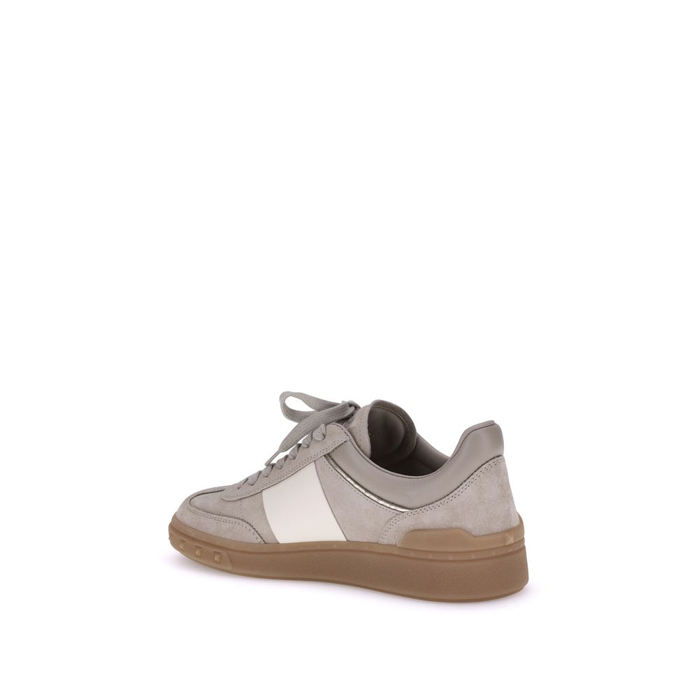 Valentino Garavani Beige Calf Leather Bos Taurus Low Top Sneakers - Luxe Nova