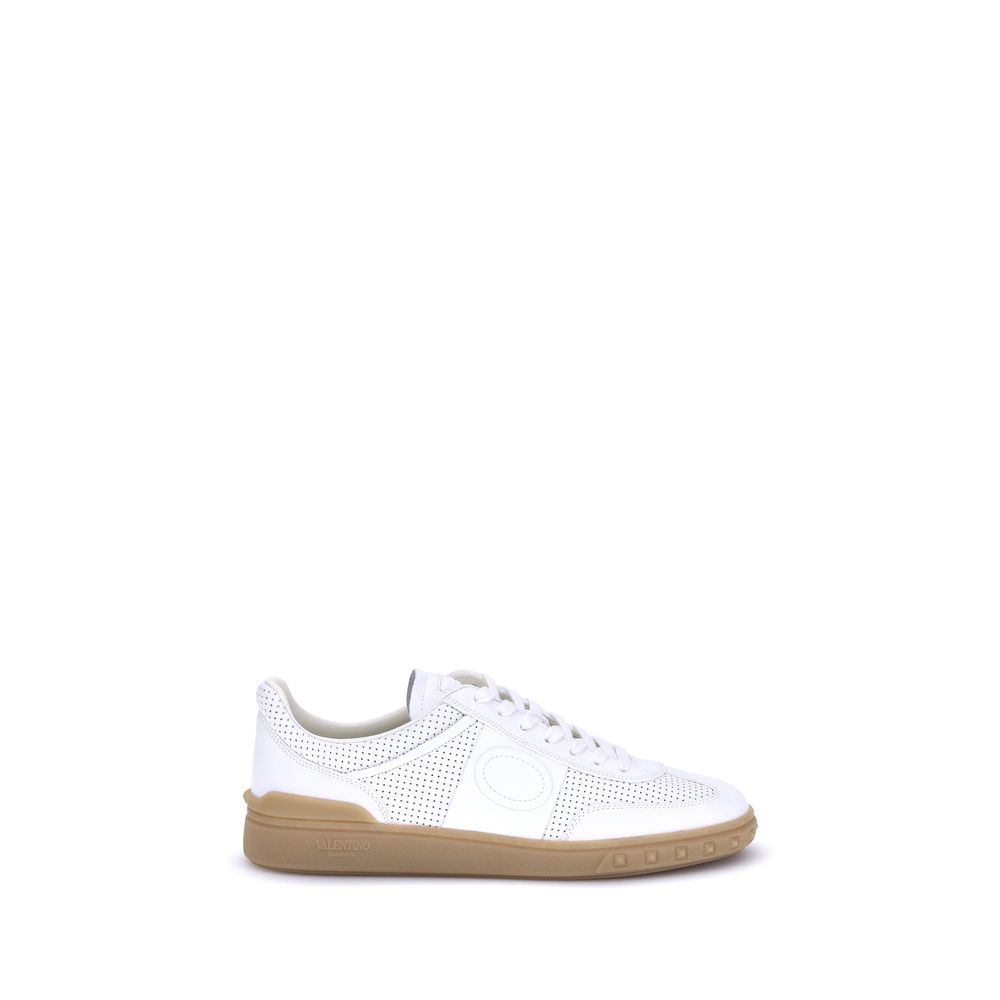 Valentino Garavani White Calf Leather Bos Taurus Low Top Sneakers - Luxe Nova