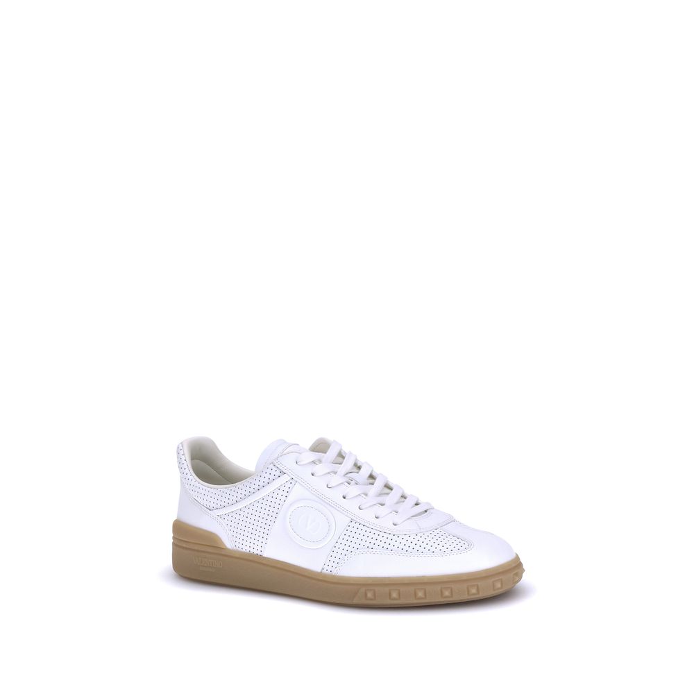Valentino Garavani White Calf Leather Bos Taurus Low Top Sneakers - Luxe Nova