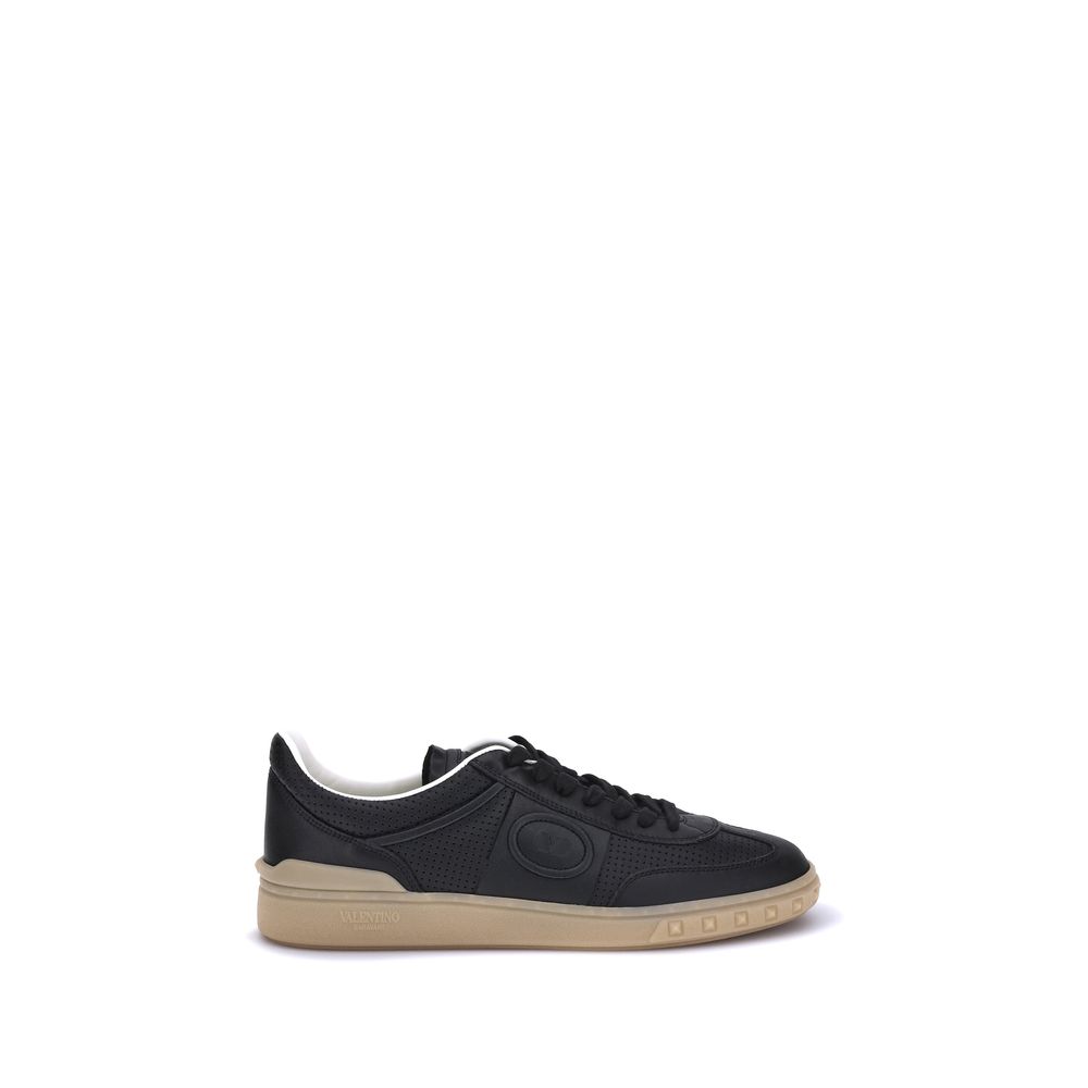 Valentino Garavani Black Calf Leather Bos Taurus Low Top Sneakers - Luxe Nova
