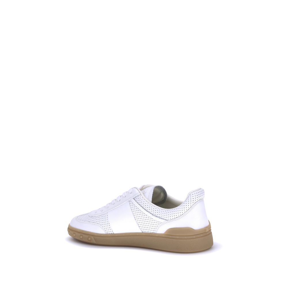 Valentino Garavani White Calf Leather Bos Taurus Low Top Sneakers - Luxe Nova