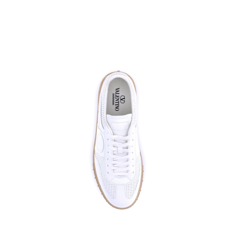 Valentino Garavani White Calf Leather Bos Taurus Low Top Sneakers - Luxe Nova