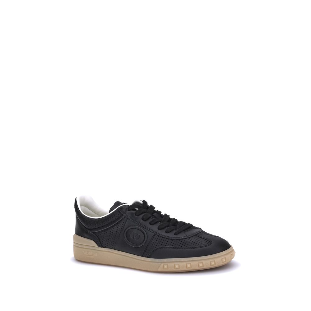 Valentino Garavani Black Calf Leather Bos Taurus Low Top Sneakers - Luxe Nova