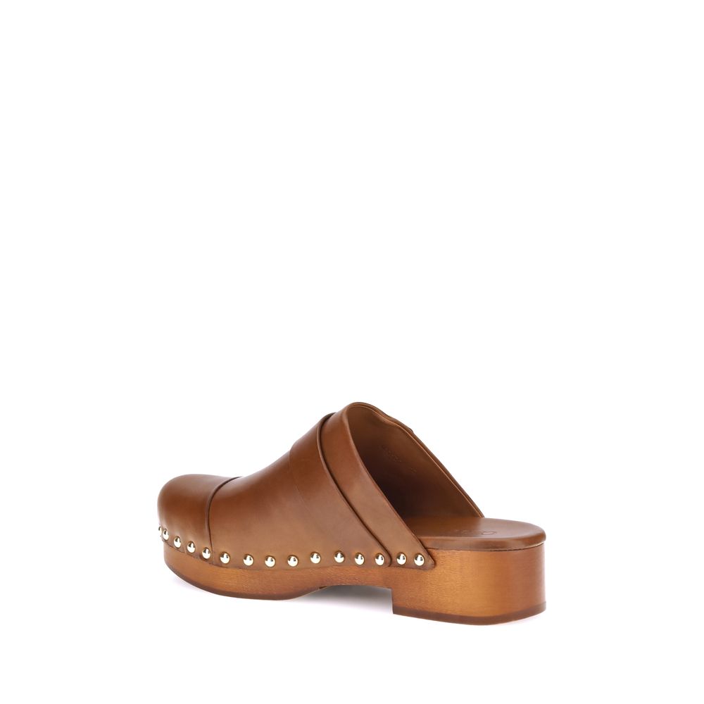 Chloé Brown Calf Leather Bos Taurus Clogs - Luxe Nova