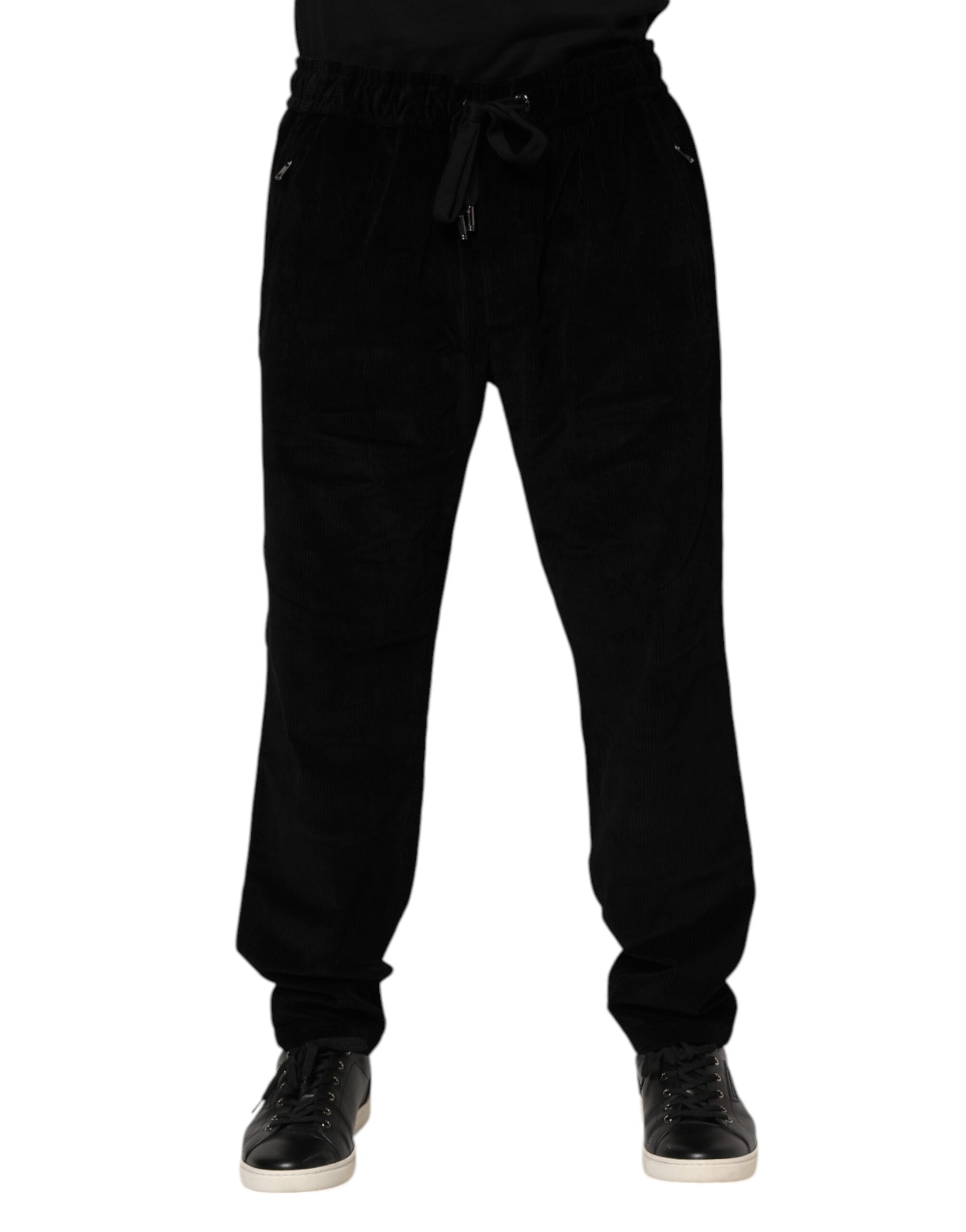 Dolce & Gabbana Black Cotton Men Jogger Sweatpants Pants - Luxe Nova