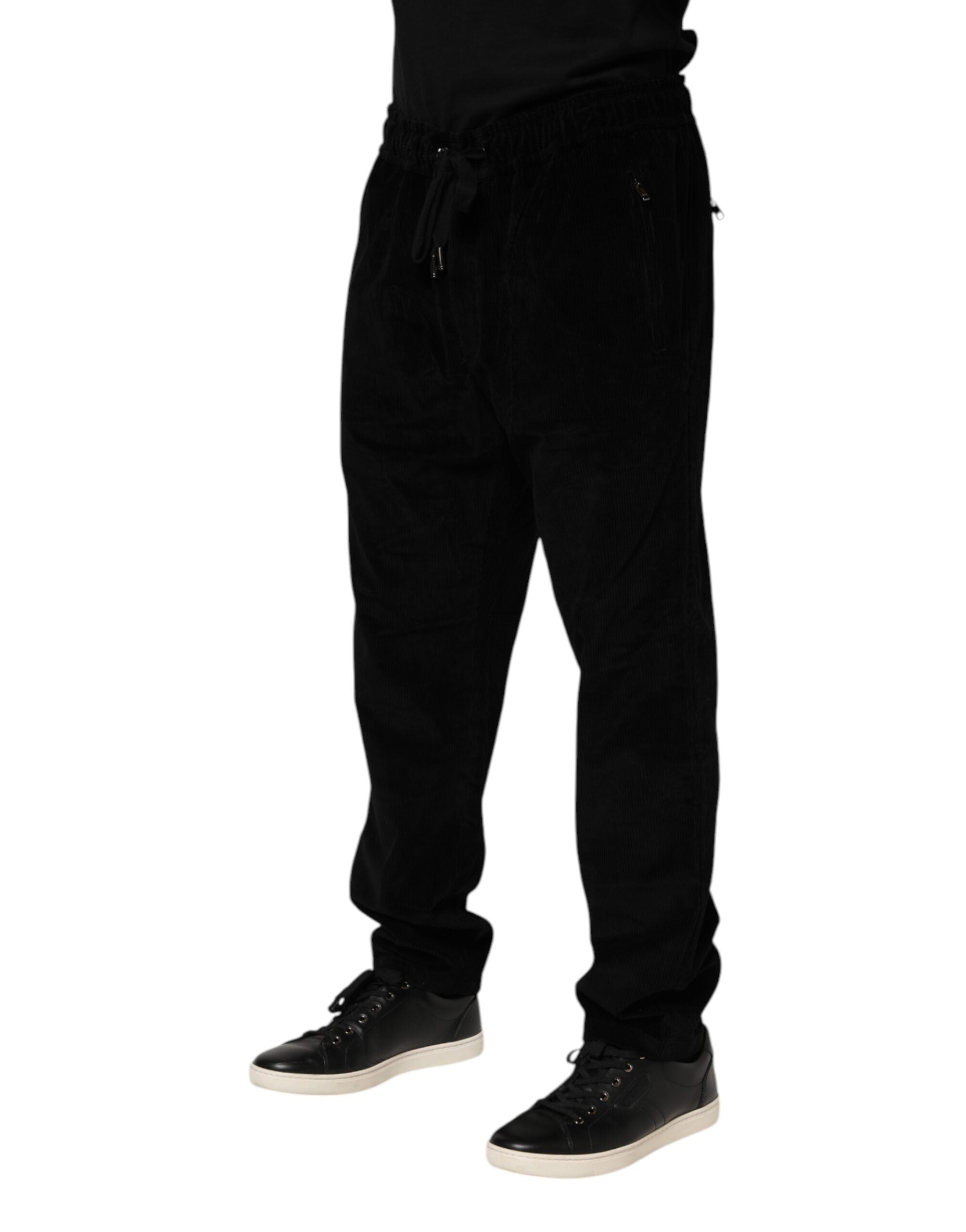 Dolce & Gabbana Black Cotton Men Jogger Sweatpants Pants - Luxe Nova