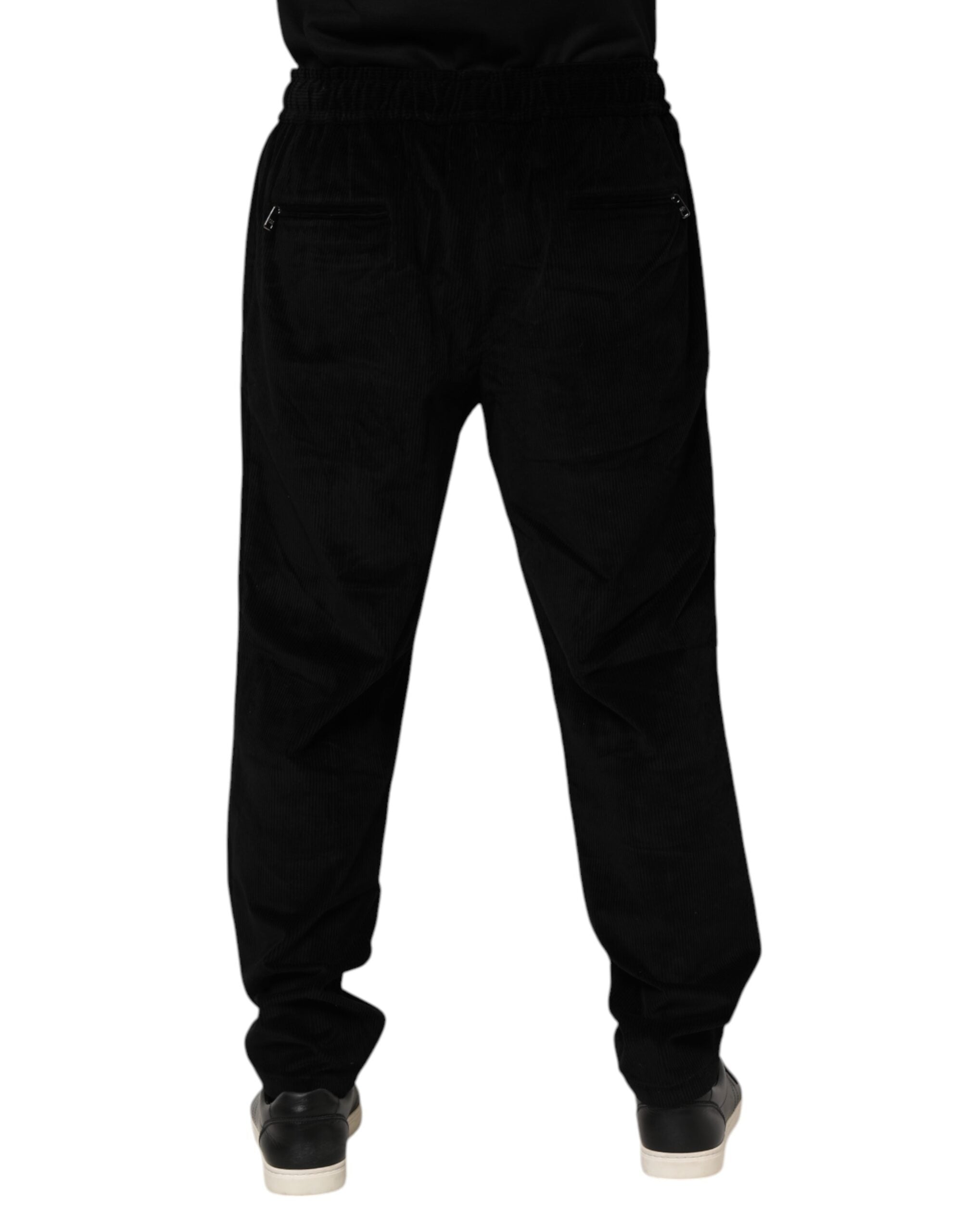 Dolce & Gabbana Black Cotton Men Jogger Sweatpants Pants - Luxe Nova
